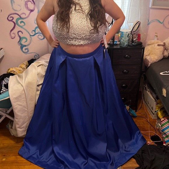 Bee Darlin' | Dresses | Two Piece Silver Lace Top And Blue Skirt Prom Dress  | Poshmark